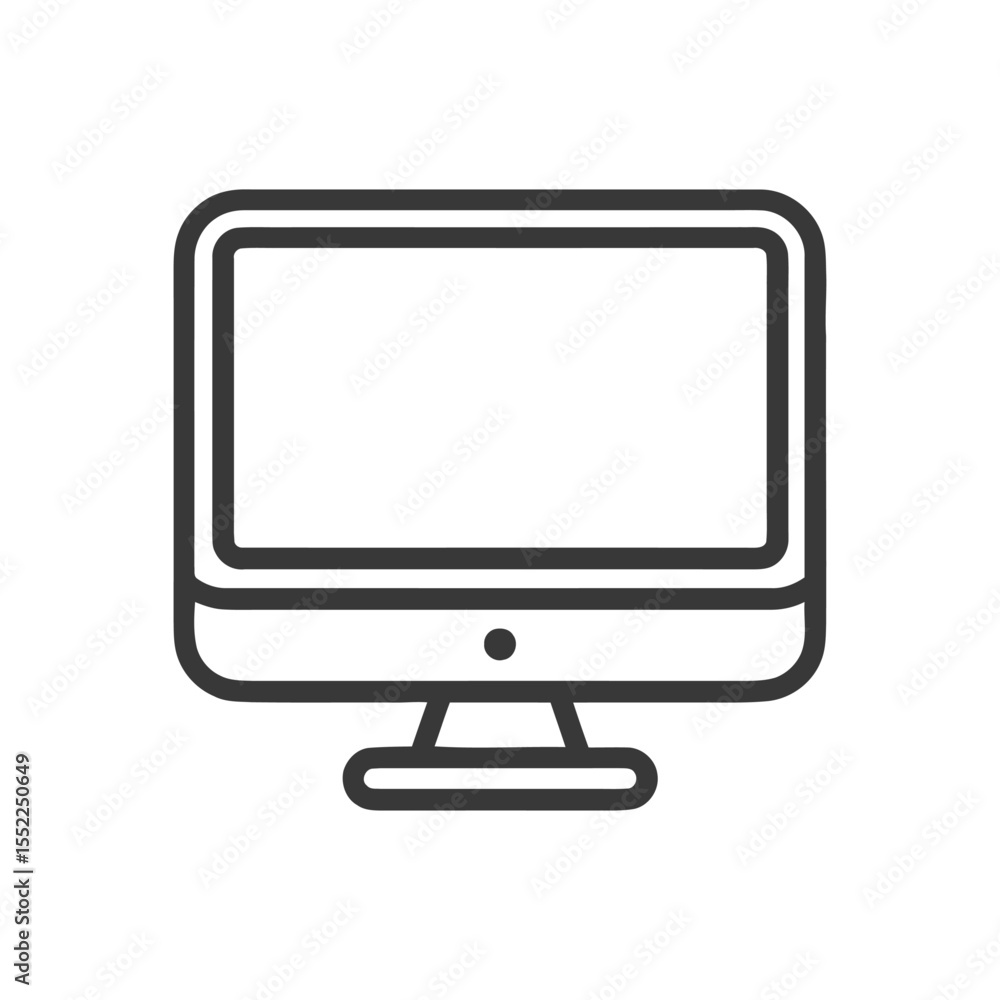 Poster minimalist computer monitor icon with clean lines and modern design
