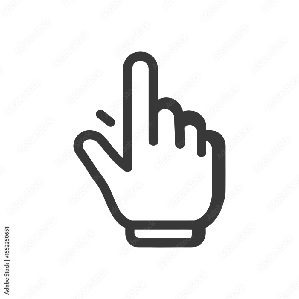Poster minimalist hand cursor icon with pointing finger on white background