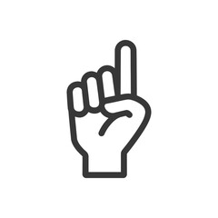 Obraz premium Minimalist Hand Icon with Index Finger Pointing Upward on White Background