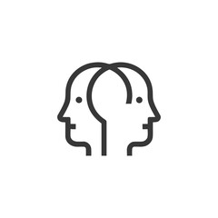 Naklejka premium Intertwined Minds: Minimalist Icon of Connection and Shared Thought