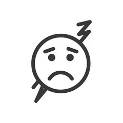 Obraz premium Stressed Emoji Icon with Lightning Bolt, Dark Gray on White Background