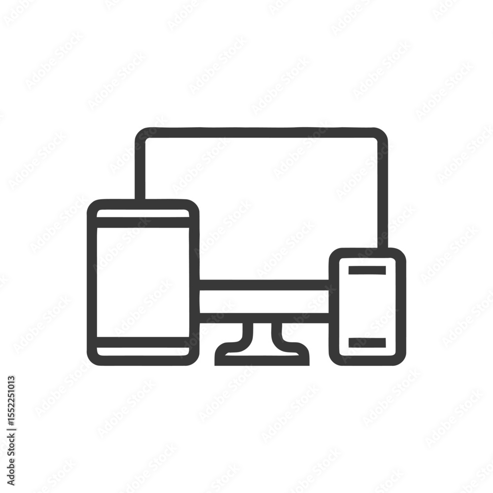 Poster responsive design icon: desktop computer and mobile devices outline