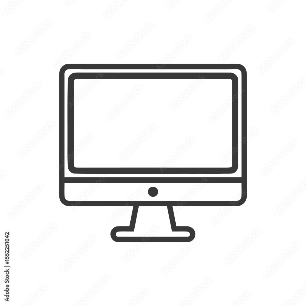 Poster minimalist computer monitor icon with rounded edges and clean design