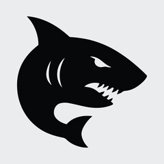 Silhouette shark aggressive predator animal outline marine life Vector illustration