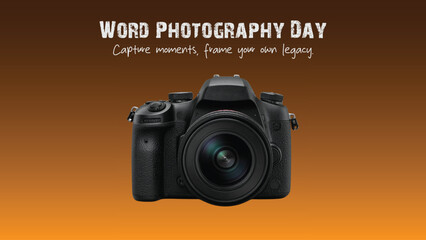Minimal Vector Design of DSLR Camera – Modern Concept for World Photography Day, Ideal for Photographers and Creatives