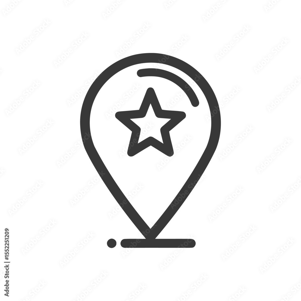 Poster star location pin icon: modern minimalist design for maps and navigation