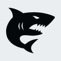 Silhouette shark logo aggressive predator sea animal Vector illustration