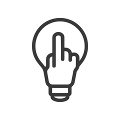 Fototapeta premium Rude Idea: Middle Finger Hand Gesture Inside a Light Bulb Icon