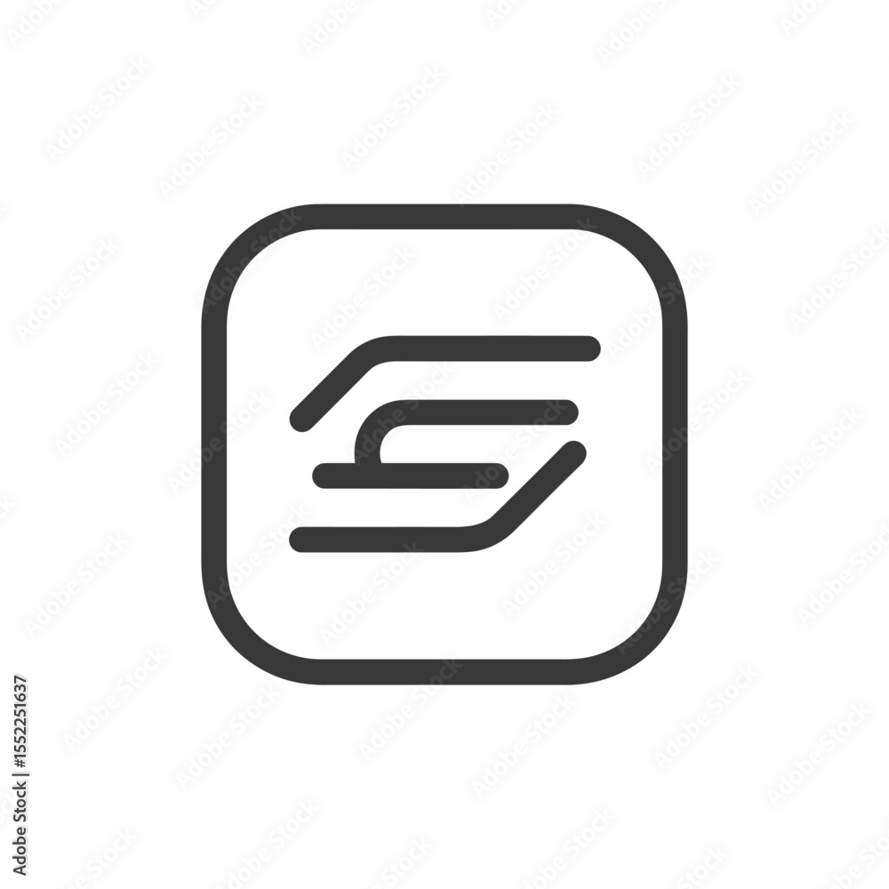 Poster minimalist icon: abstract lines in rounded square, modern design element