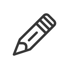 Fototapeta premium Simple Dark Gray Pencil Icon on White Background, Minimalist Design