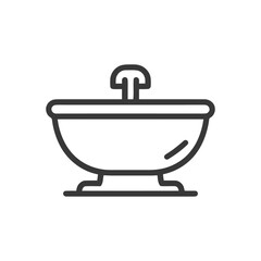 Simple Line Art Illustration of a Bathtub with Faucet