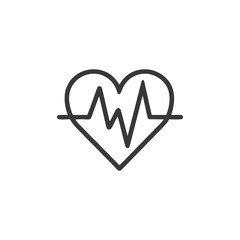 Heartbeat Line Icon: Minimalist Symbol of Health and Vitality on White Background
