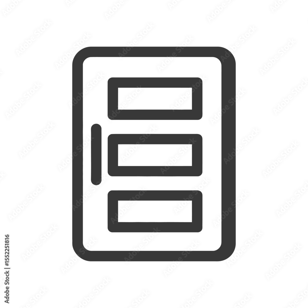 Poster minimalist door icon with rectangular windows and handle