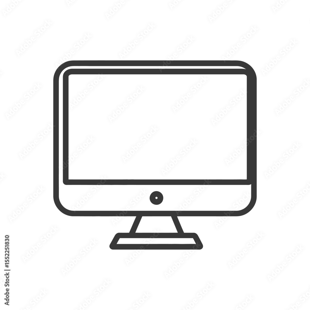 Poster minimalist computer monitor icon with rounded edges and stand