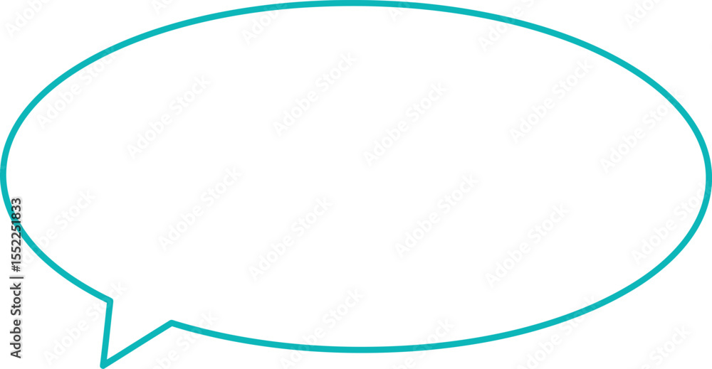 Poster cyan smooth oval speech bubble with outline - ai generative