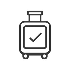 Obraz premium Checked Luggage Icon: Simple Black and White Travel Symbol