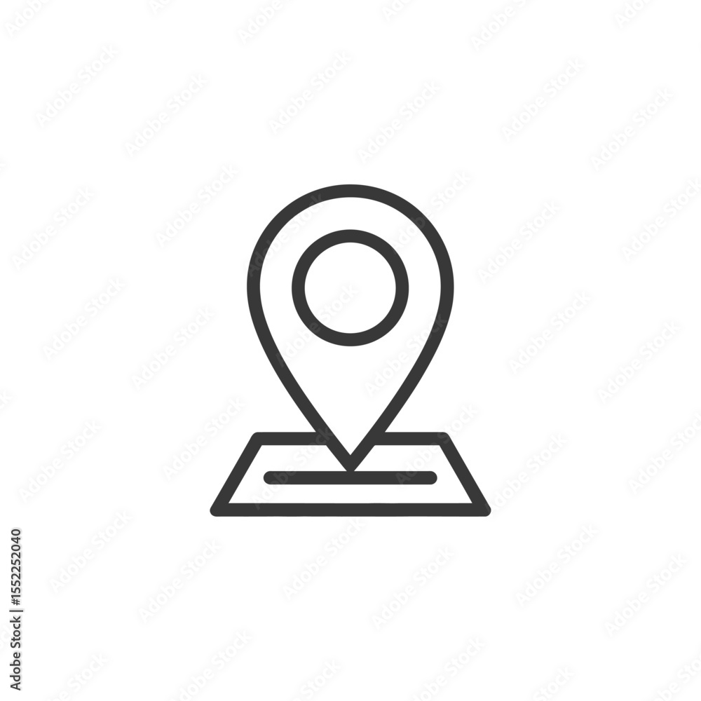 Poster minimalist location pin icon with flat map base, vector design