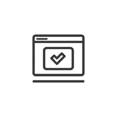 Browser Window with Check Mark: Success, Approval, and Validation Icon
