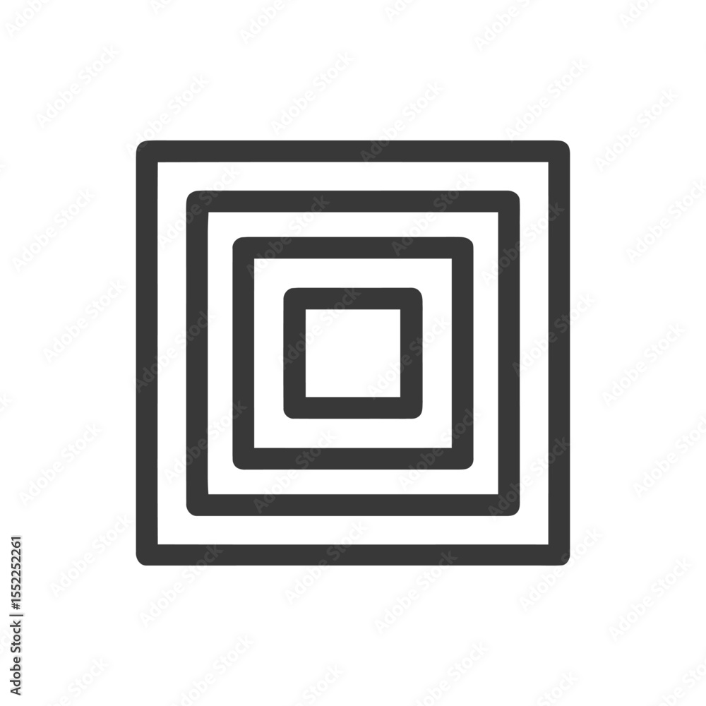 Poster concentric square icon: minimalist design with rounded corners and bold lines