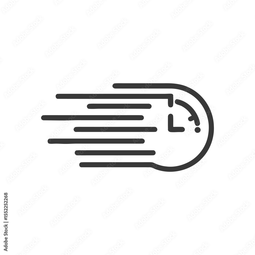 Poster fast time: minimalist clock icon with motion blur effect