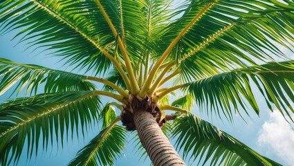 Closeup Green Sugar Palm Tree'S Leaf with Empty Copy Space for Text