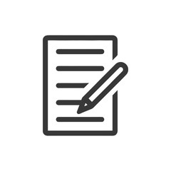 Minimalist Icon of Document with Pencil for Writing or Editing