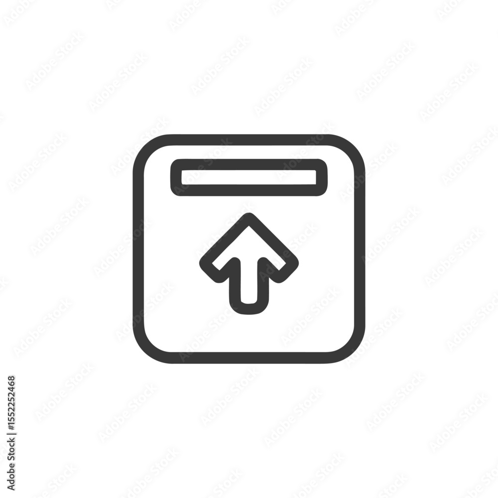 Poster upload icon: simple outline of arrow pointing upward in rounded square