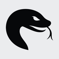 Silhouette snake head with tongue out simple symbol Vector illustration