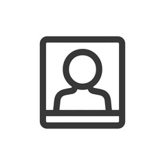 Minimalist User Icon: Simple Person Symbol in Frame, Dark Gray on White