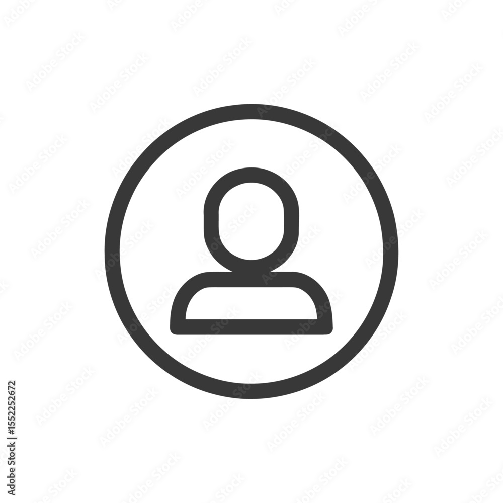 Poster minimalist user icon: simple profile symbol in dark gray circle