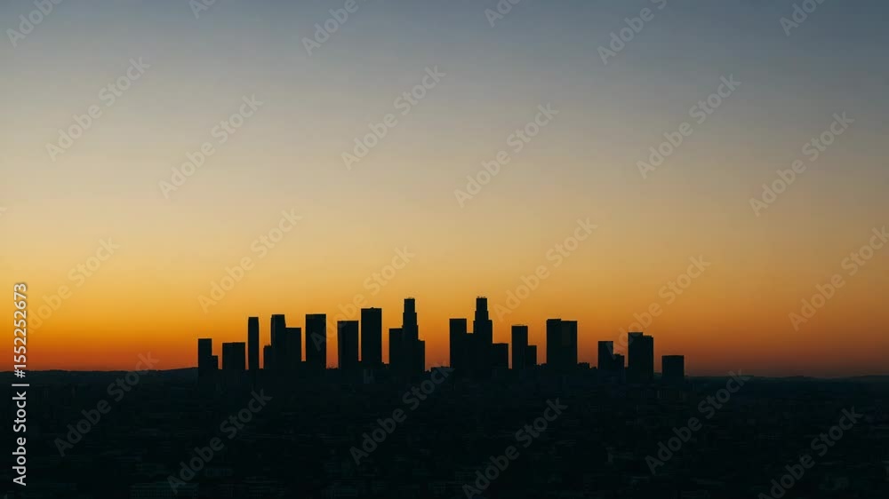 Poster a view of a bustling city with tall buildings in the distance, perfect for use in urban-themed proje