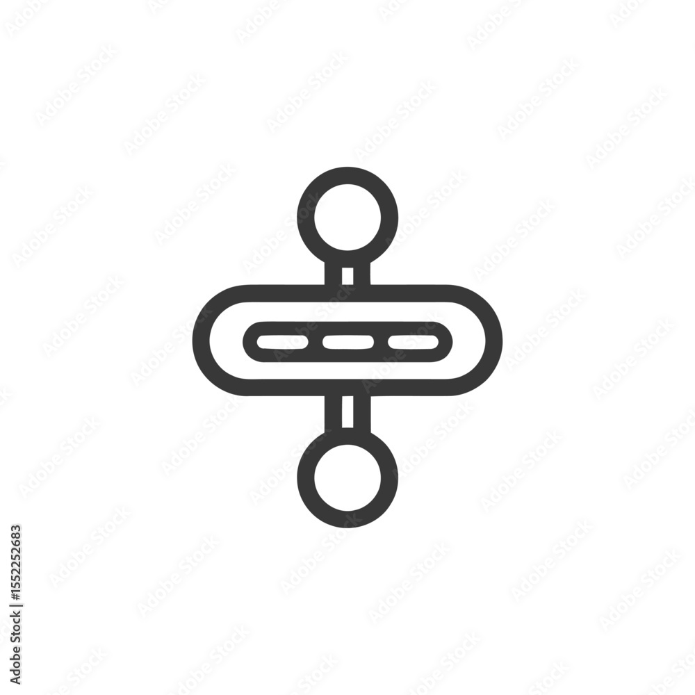 Poster symmetrical data flow icon: connected circles and horizontal lines design