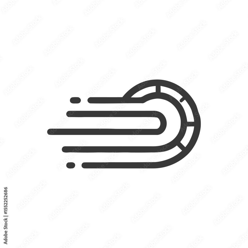 Poster dynamic speedometer icon: motion lines and circular gauge design