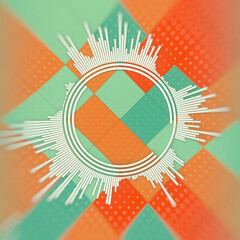 Circle in the center and radial lines reminiscent of a sound wave. 3d rendering