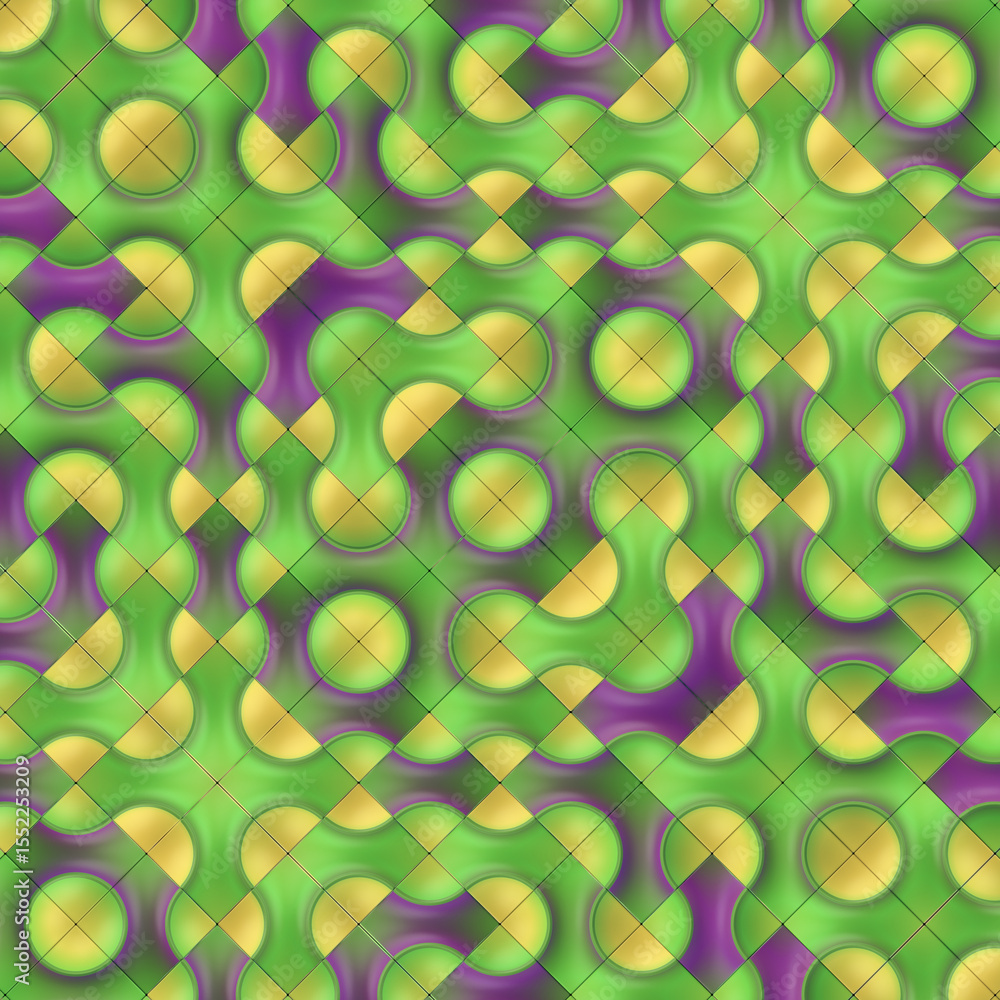 Aufkleber Illustration of a pattern of tiles that connect to adjacent tiles, creating a continuous wavy pattern. 3d rendering