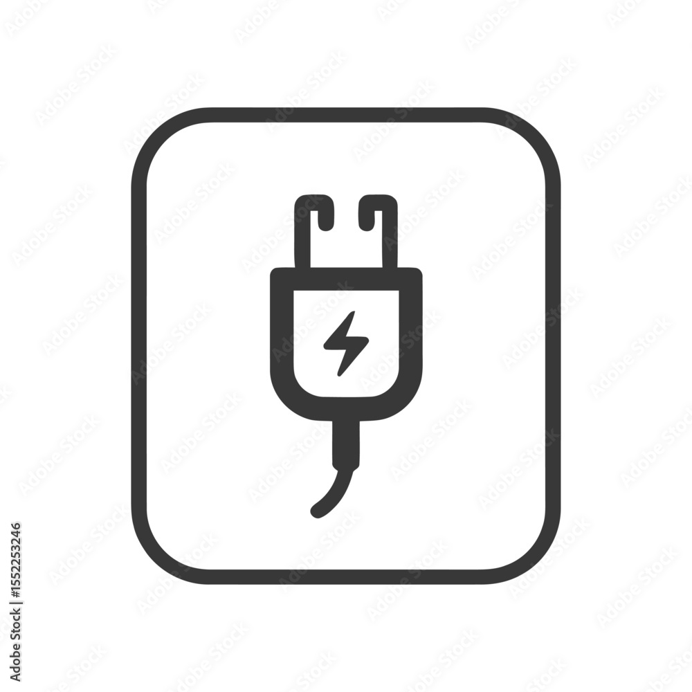 Aufkleber minimalist power plug icon with lightning bolt in rounded square frame
