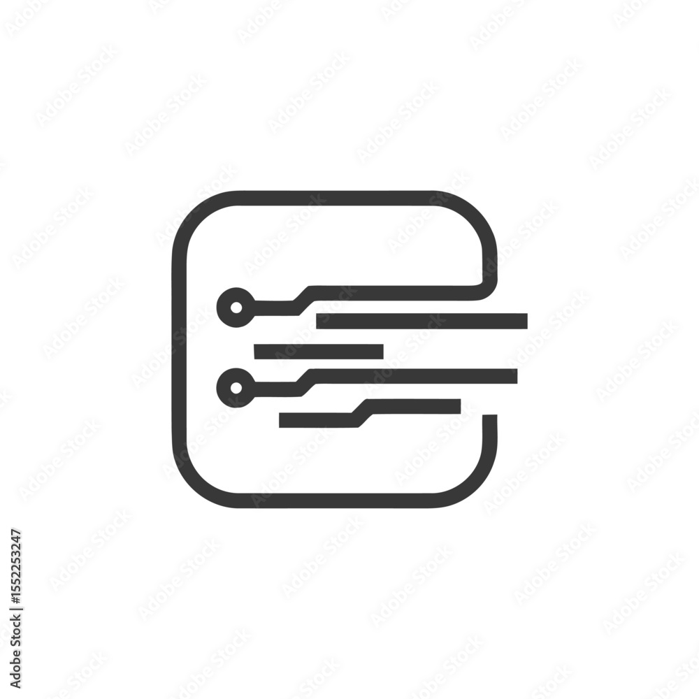 Poster minimalist circuit board icon with rounded square outline and clean lines