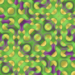 Illustration of a pattern of tiles that connect to adjacent tiles, creating a continuous wavy pattern. 3d rendering