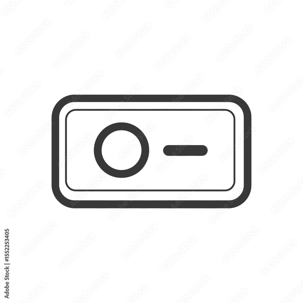 Poster minimalist toggle switch icon: circle and dash in rounded rectangle