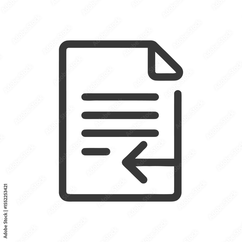 Poster document return icon: simple black line art symbolizing file transfer