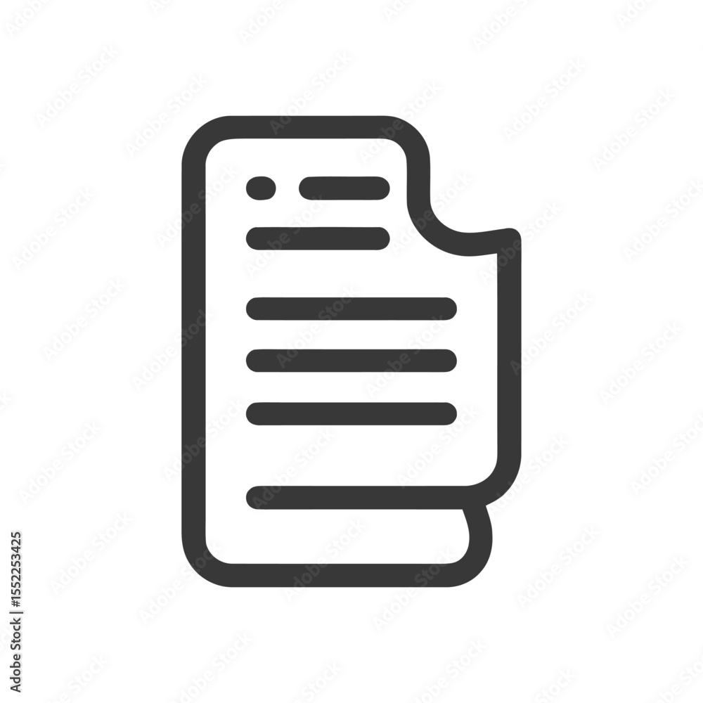 Poster minimalist document icon with rounded edges and missing corner detail