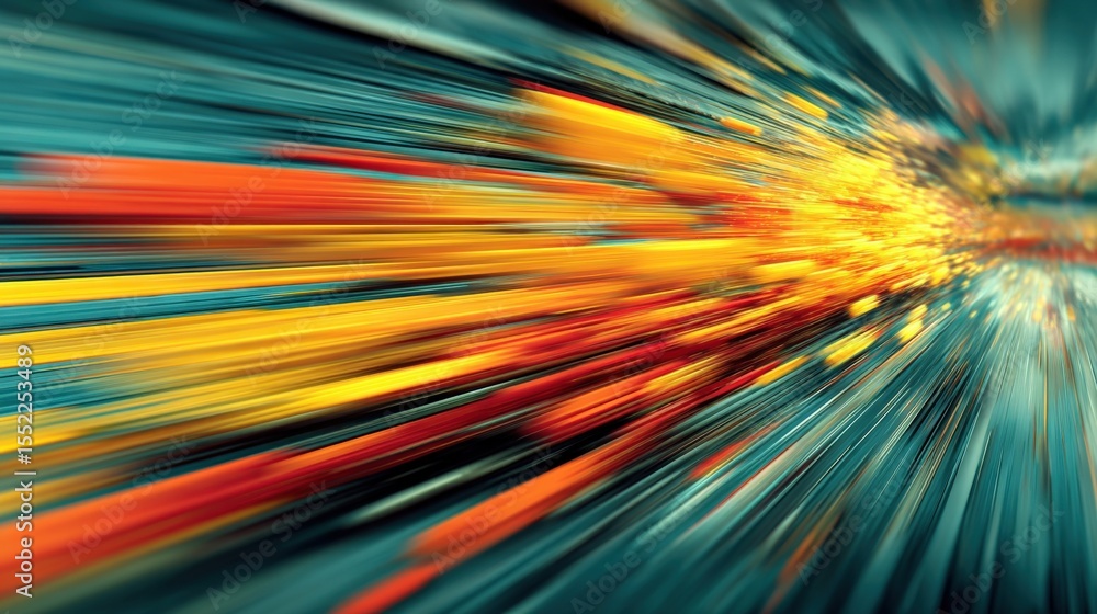 Aufkleber Dynamic abstract background with vibrant streaks of red orange yellow teal and black motion blur effect creating a sense of speed and energy