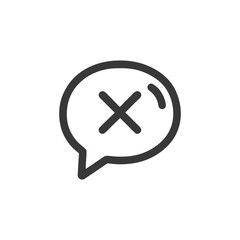 Fototapeta premium Speech Bubble with Cross Mark: Simple Black Line Icon on White Background