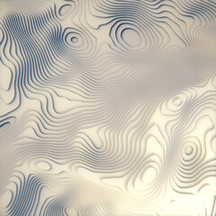 Digital illustration of a white topographic landscape with a wave pattern. 3d rendering