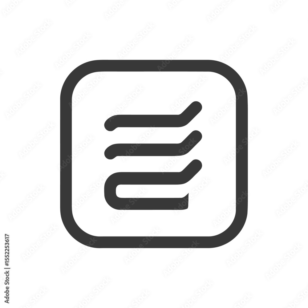 Poster rounded square icon with three horizontal lines, abstract graphic design
