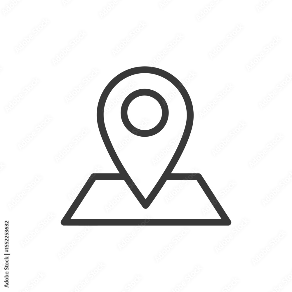 Poster minimalist map pin icon: location pointer on white background