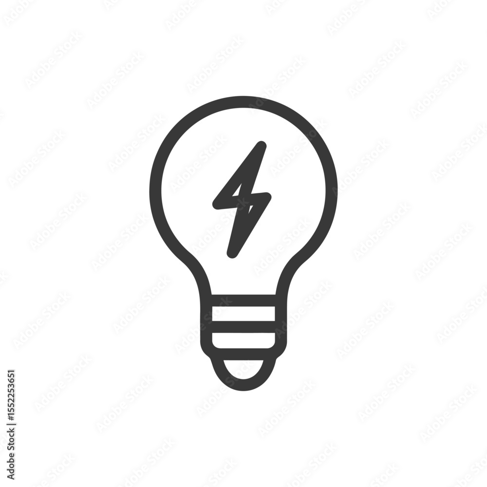 Poster lightbulb with lightning bolt: idea generation and innovation symbol