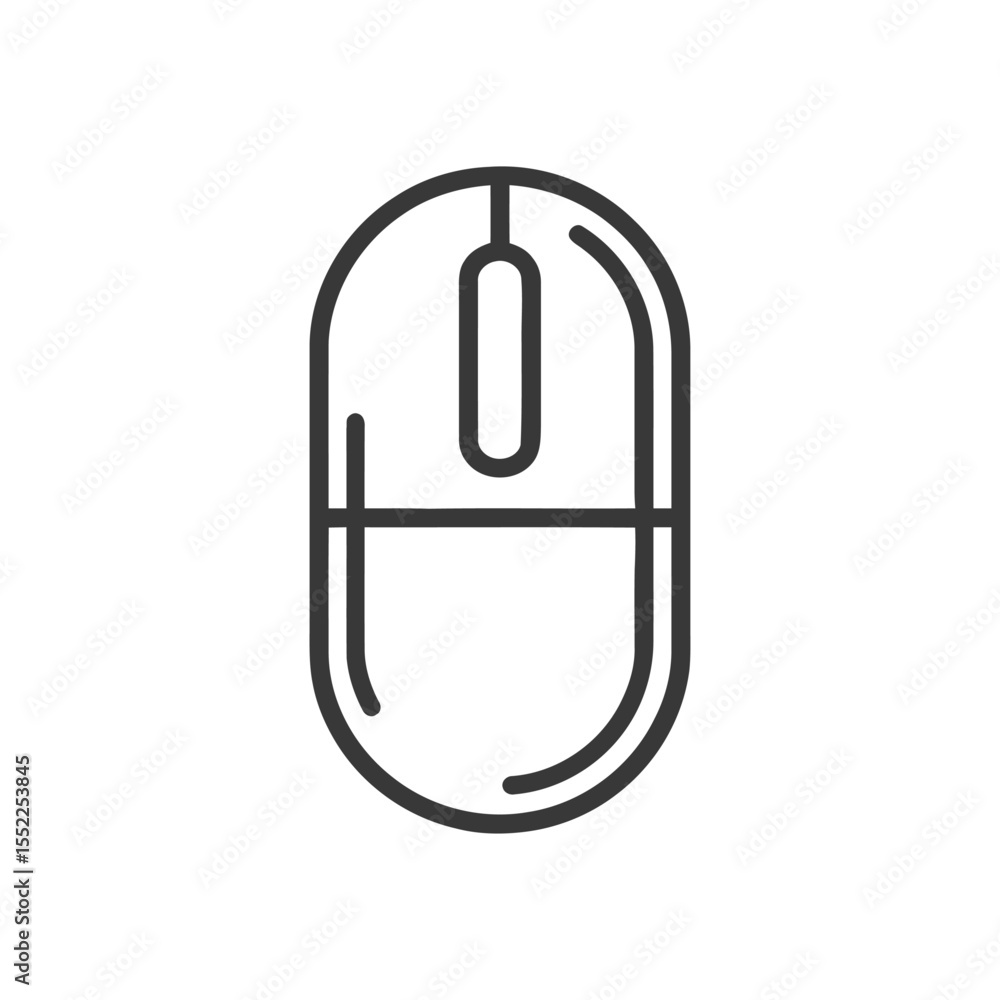 Poster minimalist computer mouse icon: sleek design on white background