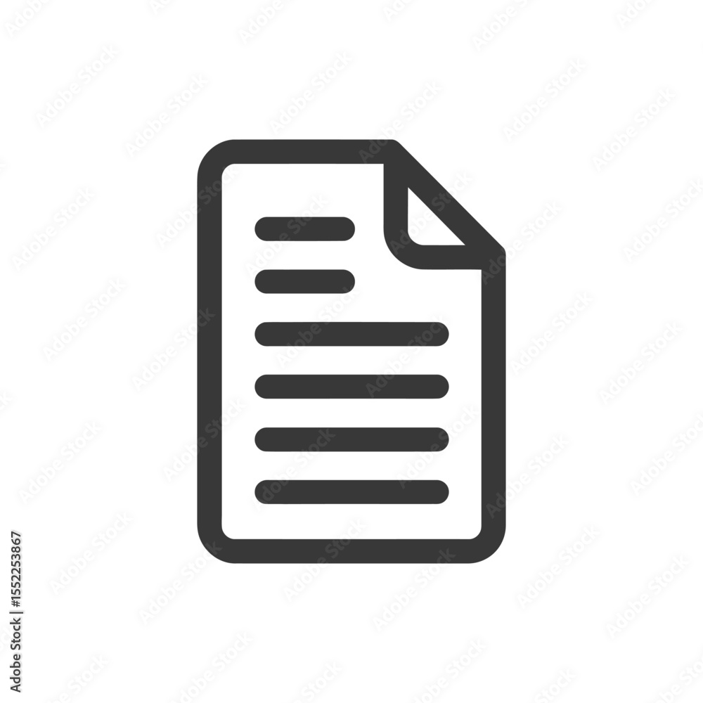 Aufkleber simple dark gray document icon with folded corner and text lines