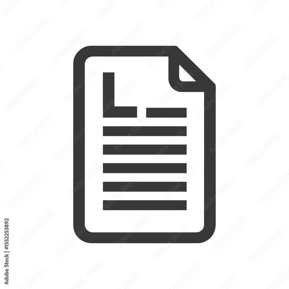 Poster minimalist document icon with rounded corners and detailed text lines